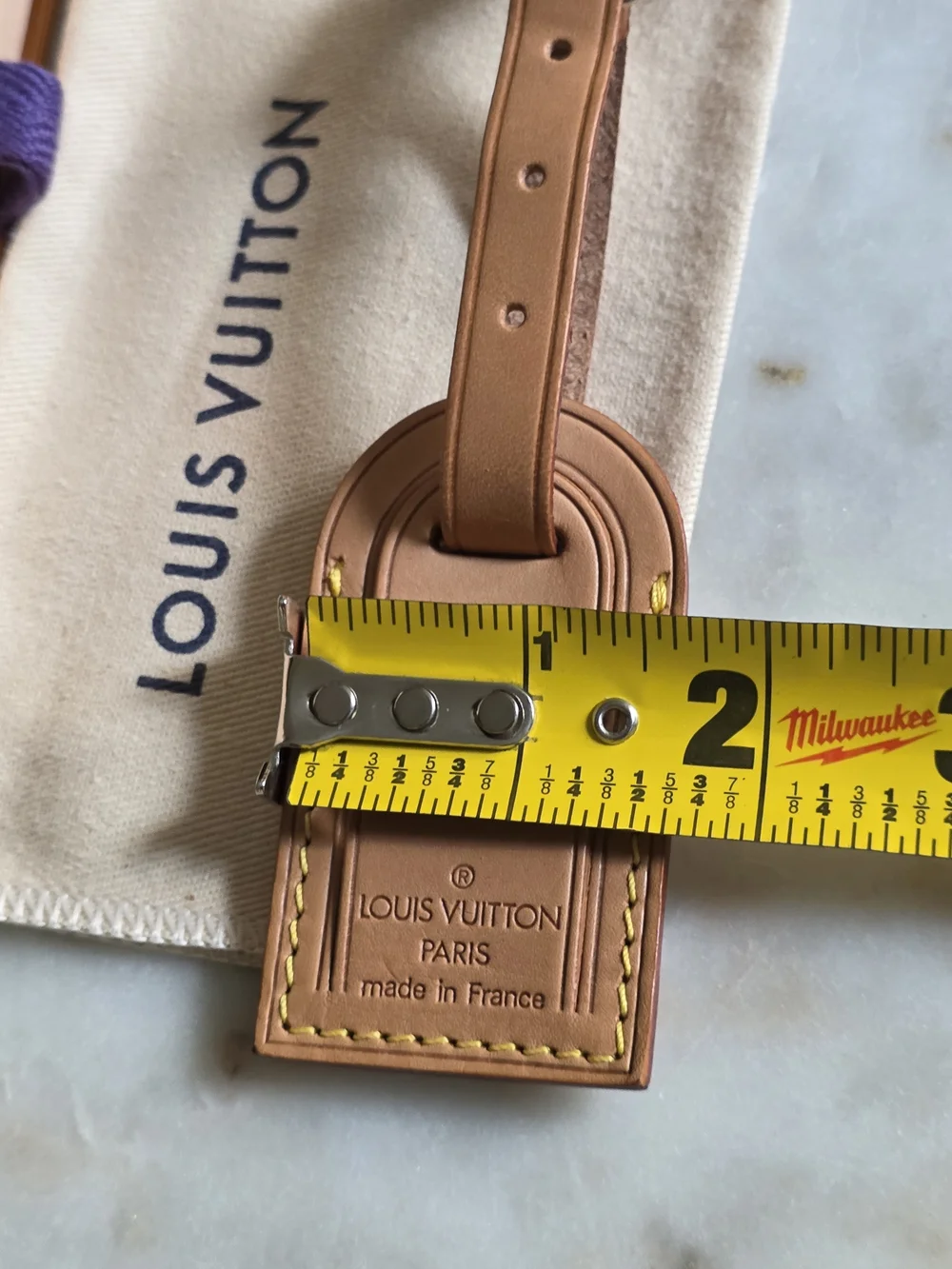 Authentic Louis Vuitton Vachetta Leather Luggage Tag W/ Dustbag & Box
